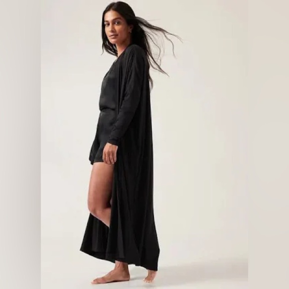 NEW Athleta Black modal full length robe